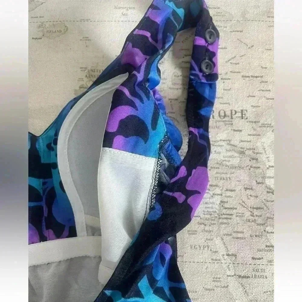 Vintage 80s 90s Maxine of Hollywood Floral One Piece Swimsuit 14 XS Vintage Size - Picture 5 of 11